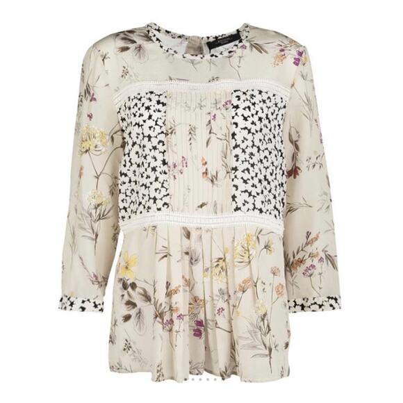 MaxMara Weekend Floral Pleated Silk Blouse - Picture 1 of 4
